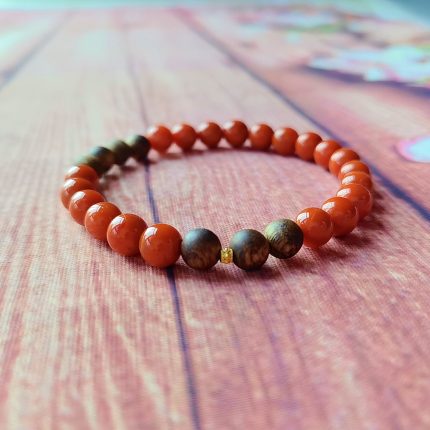 Southern Red Agate with Agarwood & Copper Alloy Bracelet - Prosper·Purify·Elevate
